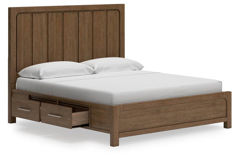 Cabalynn Light Brown King Panel Bed with Storage from Ashley - Luna Furniture