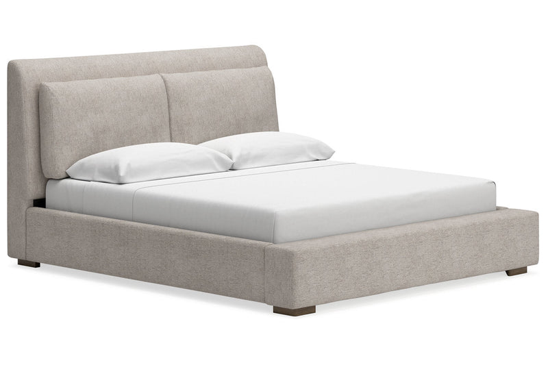 Cabalynn Light Brown Queen Upholstered Platform Bed from Ashley - Luna Furniture