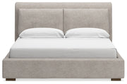 Cabalynn Light Brown King Upholstered Platform Bed from Ashley - Luna Furniture