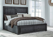 Foyland Black/Brown Footboard Storage Platform Bedroom Set from Ashley - Luna Furniture