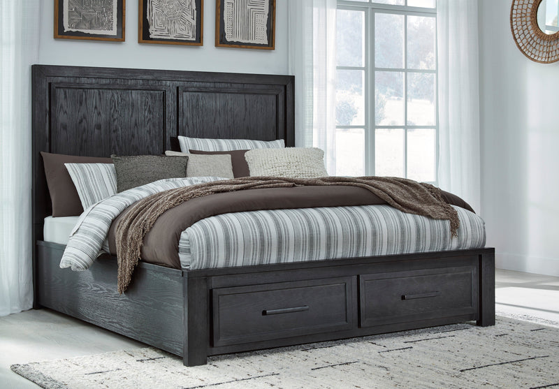 Foyland Black/Brown Footboard Storage Platform Bedroom Set from Ashley - Luna Furniture