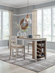 Skempton Counter Height Dining Table and 2 Barstools in White/Light Brown from Ashley - Luna Furniture