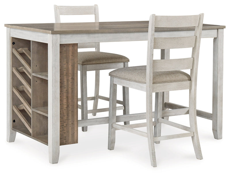 Skempton Counter Height Dining Table and 2 Barstools in White/Light Brown from Ashley - Luna Furniture