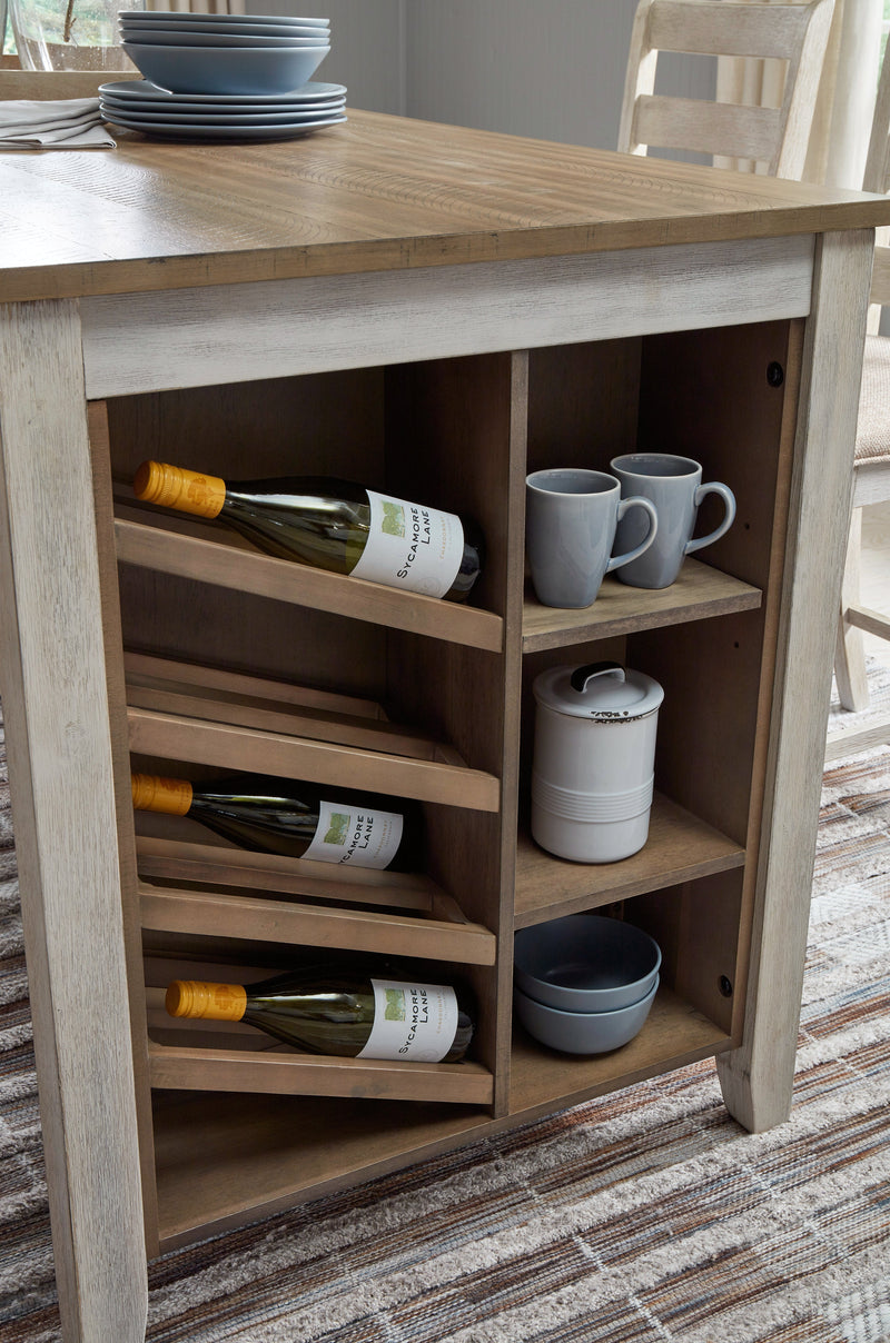 Skempton Counter Height Dining Table and 2 Barstools in White/Light Brown from Ashley - Luna Furniture