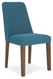 Lyncott Brown Round Dining Table and 4 Blue/Brown Chairs from Ashley - Luna Furniture