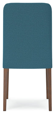 Lyncott Brown Round Dining Table and 4 Blue/Brown Chairs from Ashley - Luna Furniture