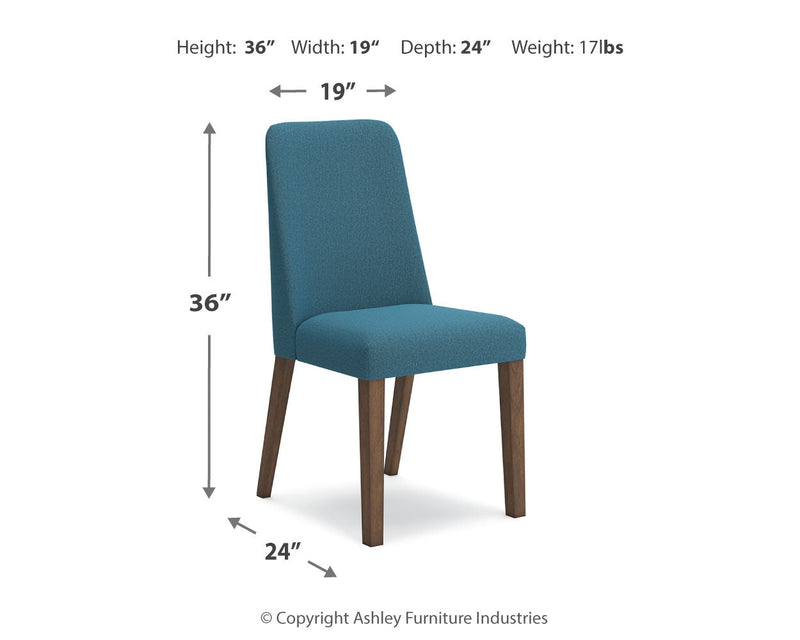 Lyncott Brown Round Dining Table and 4 Blue/Brown Chairs from Ashley - Luna Furniture