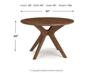 Lyncott Brown Round Dining Table and 4 Blue/Brown Chairs from Ashley - Luna Furniture