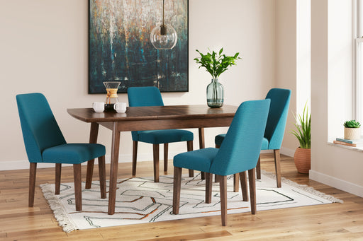 Lyncott Blue/Brown Extension Dining Table and 4 Chairs from Ashley - Luna Furniture
