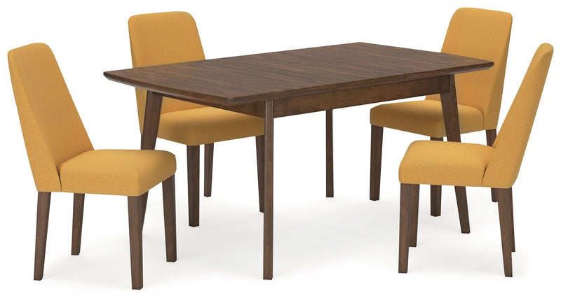 Lyncott Mustard/Brown Dining Table and 4 Chairs from Ashley - Luna Furniture