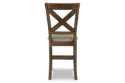 Moriville Grayish Brown Counter Height Dining Table with 4 Barstools, Bench, and Server -  Ashley - Luna Furniture