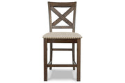Moriville Grayish Brown Counter Height Dining Table with 4 Barstools and Bench -  Ashley - Luna Furniture