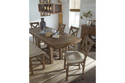 Moriville Grayish Brown Counter Height Dining Table, 4 Barstools and Server -  Ashley - Luna Furniture