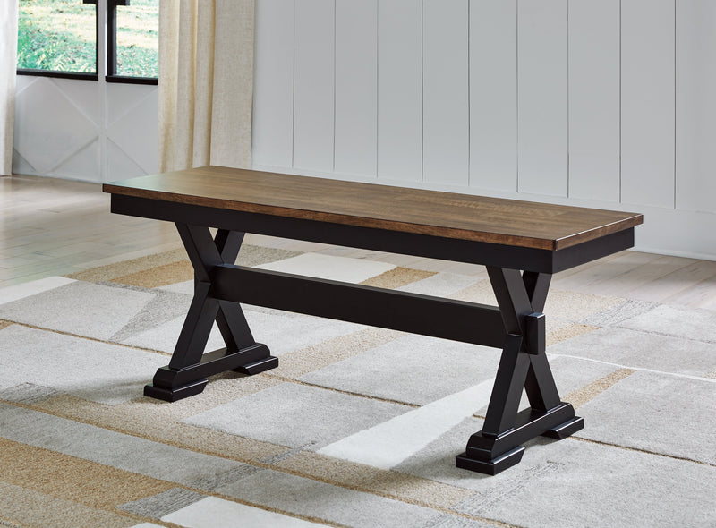Wildenauer Brown/Black Dining Table with 2 Chairs and Bench from Ashley - Luna Furniture