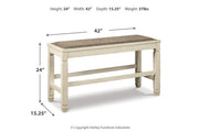 Bolanburg Antique White Counter Height Dining Table, 4 Barstools, Bench and Server -  Ashley - Luna Furniture