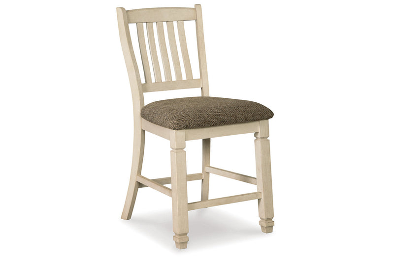 Bolanburg Two-tone Counter Height Table with 6 Barstools, Server and Display Cabinet -  Ashley - Luna Furniture