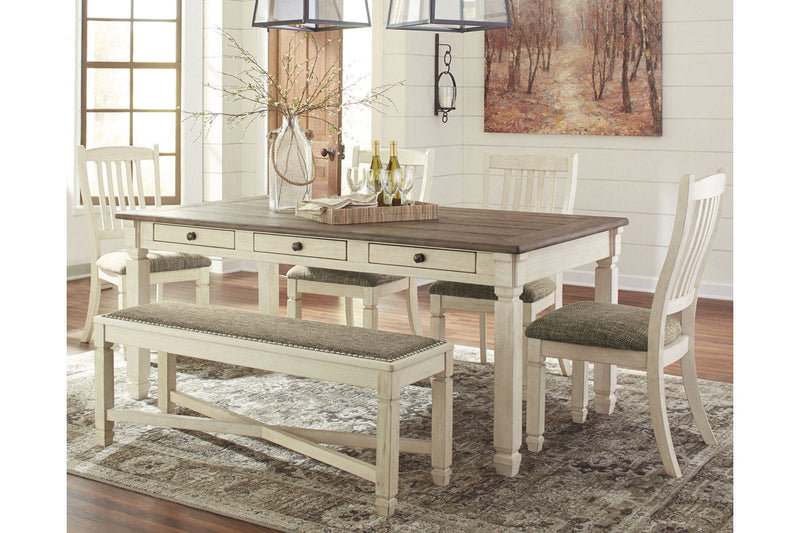 Bolanburg Antique White Dining Table with 4 Chairs and Bench -  Ashley - Luna Furniture