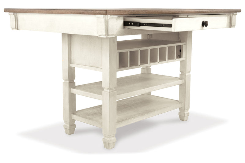 Bolanburg Two-tone Counter Height Table with 6 Barstools, Server and Display Cabinet -  Ashley - Luna Furniture