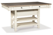 Bolanburg Two-tone Counter Height Table with 6 Barstools, Server and Display Cabinet -  Ashley - Luna Furniture