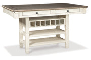 Bolanburg Two-tone Counter Height Table with 6 Barstools, Server and Display Cabinet -  Ashley - Luna Furniture