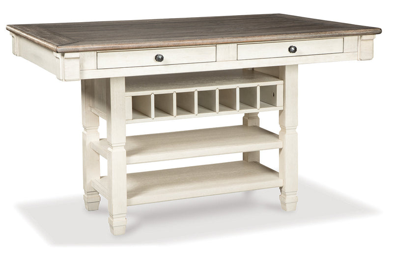 Bolanburg Two-tone Counter Height Table with 6 Barstools, Server and Display Cabinet -  Ashley - Luna Furniture