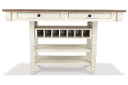 Bolanburg Antique White Counter Height Dining Table, 4 Barstools, Bench and Server -  Ashley - Luna Furniture