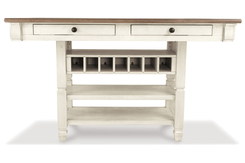 Bolanburg Two-tone Counter Height Table with 6 Barstools, Server and Display Cabinet -  Ashley - Luna Furniture