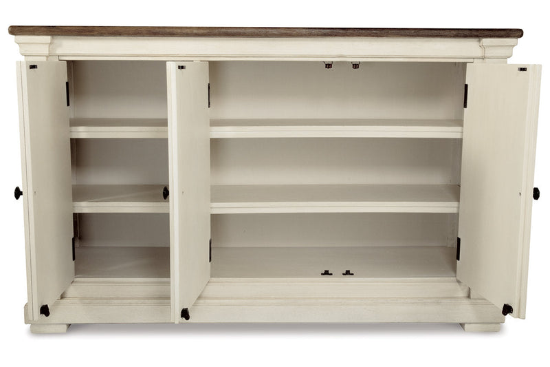Bolanburg Two-tone Counter Height Table with 6 Barstools, Server and Display Cabinet -  Ashley - Luna Furniture