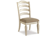 Realyn Chipped White Oval Dining Table and 6 Ladder Back Chairs from Ashley - Luna Furniture