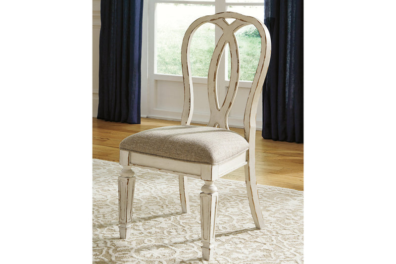 Realyn Chipped White Oval Dining Table and 6 Ribbon Back Chairs from Ashley - Luna Furniture
