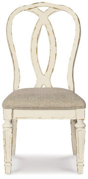 Realyn Dining Table and 6 Chairs with Storage in Chipped White from Ashley - Luna Furniture