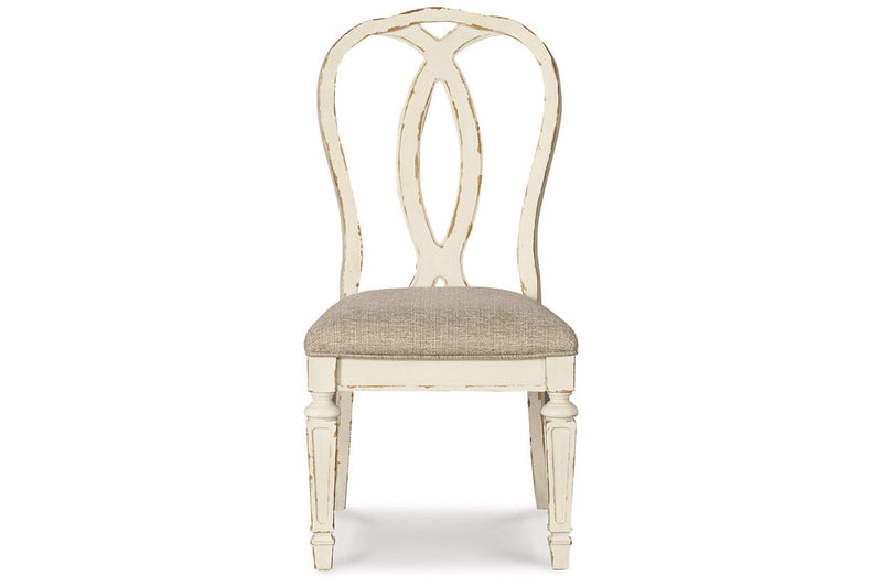 Realyn Chipped White Dining Table and 8 Chairs -  Ashley - Luna Furniture