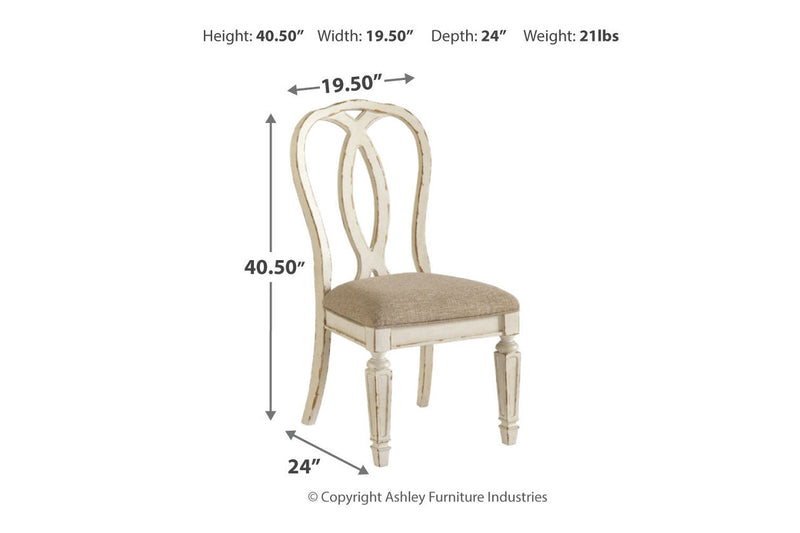 Realyn Chipped White Oval Dining Table and 6 Ribbon Back Chairs from Ashley - Luna Furniture
