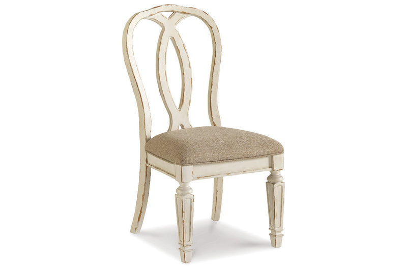 Realyn Chipped White Oval Dining Table and 4 Ribbon Back Chairs from Ashley - Luna Furniture