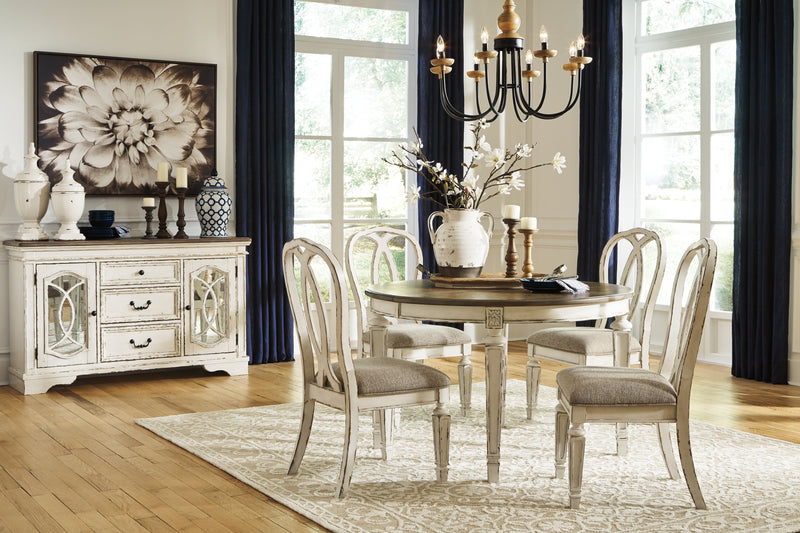 Realyn Chipped White Dining Table and 8 Ribbon Back Chairs from Ashley - Luna Furniture
