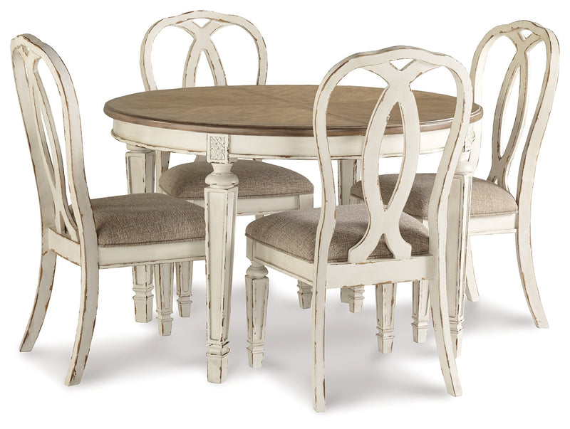 Realyn Chipped White Dining Table and 8 Ribbon Back Chairs from Ashley - Luna Furniture