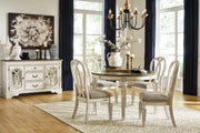 Realyn Chipped White Extendable Round/Oval Ribbon Dining Set -  Ashley - Luna Furniture