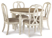 Realyn Chipped White Extendable Round/Oval Ribbon Dining Set -  Ashley - Luna Furniture