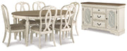 Realyn Dining Table and 6 Chairs with Storage in Chipped White from Ashley - Luna Furniture