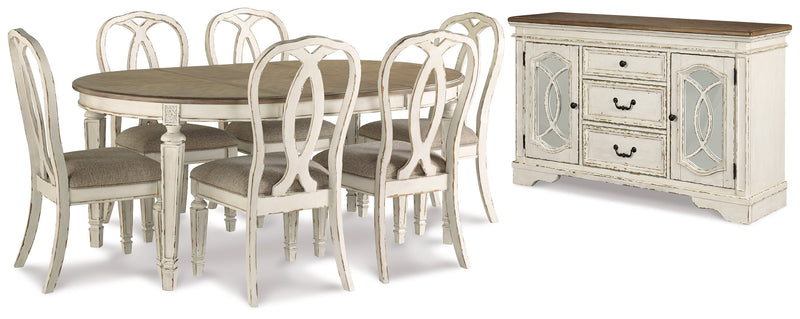 Realyn Dining Table and 6 Chairs with Storage in Chipped White from Ashley - Luna Furniture