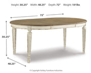 Realyn Chipped White Oval Dining Table and 6 Ribbon Back Chairs from Ashley - Luna Furniture