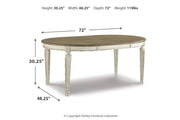 Realyn Chipped White Oval Dining Table and 6 Ribbon Back Chairs from Ashley - Luna Furniture