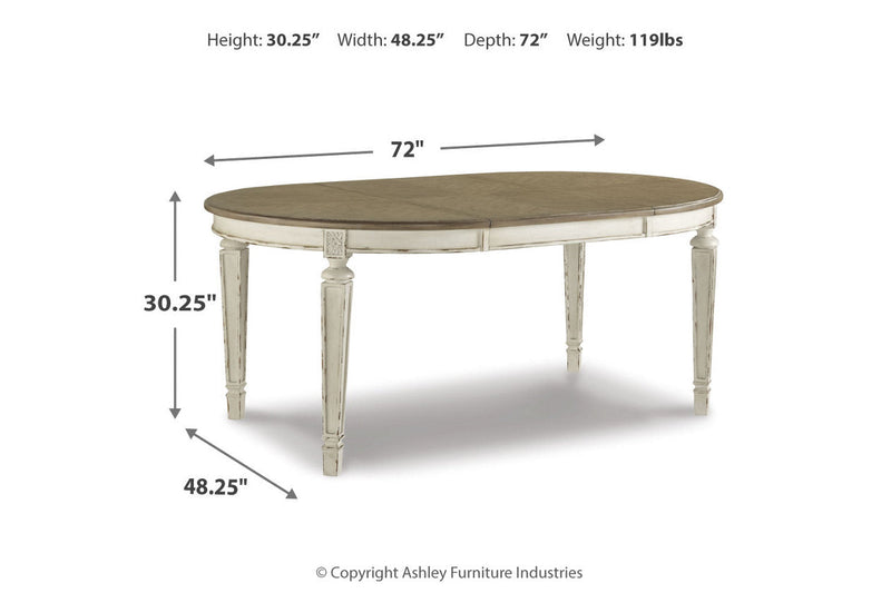Realyn Chipped White Oval Dining Table and 6 Ribbon Back Chairs from Ashley - Luna Furniture