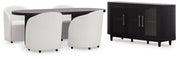 Rowanbeck Dining Table and 4 Chairs with Dining Server in Black from Ashley - Luna Furniture