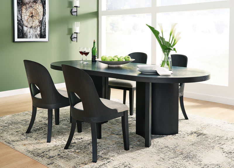 Rowanbeck Black Dining Table and 4 Chairs from Ashley - Luna Furniture