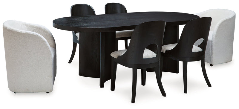 Rowanbeck Black Dining Table and 6 Chairs in Black from Ashley - Luna Furniture