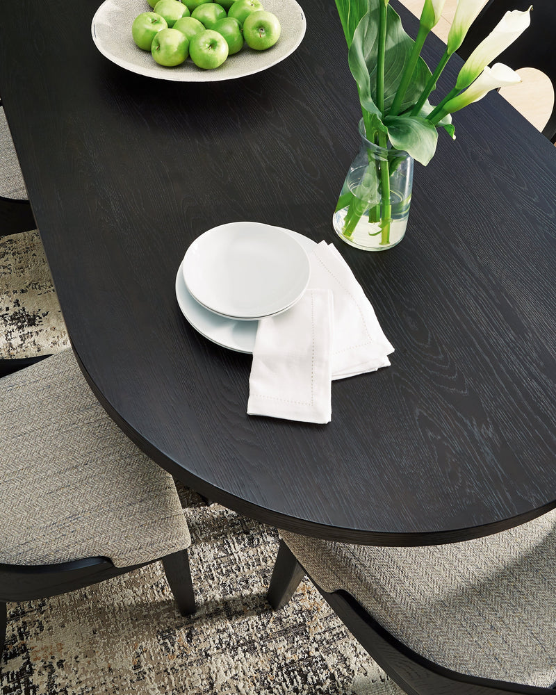 Rowanbeck Dining Table and 4 Chairs with Dining Server in Black from Ashley - Luna Furniture