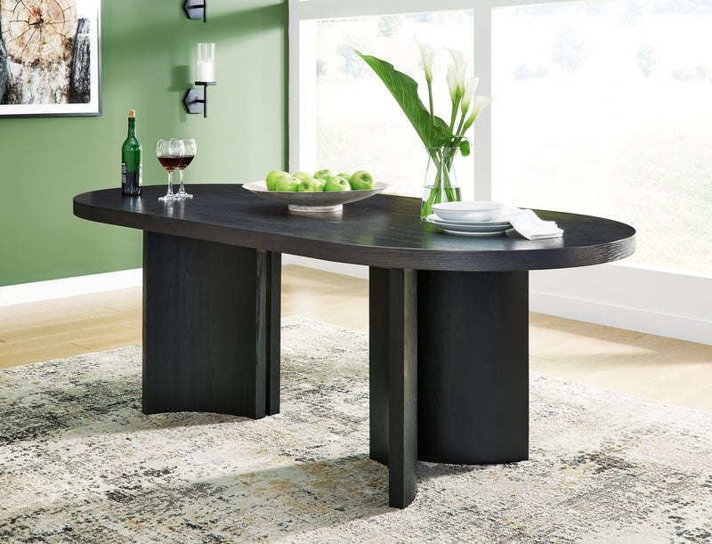 Rowanbeck Dining Table and 4 Chairs with Dining Server in Black from Ashley - Luna Furniture