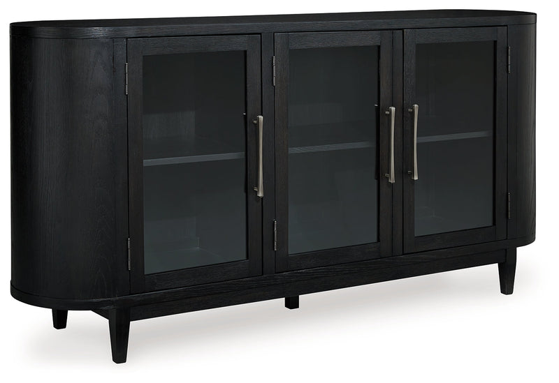 Rowanbeck Dining Table and 4 Chairs with Dining Server in Black from Ashley - Luna Furniture