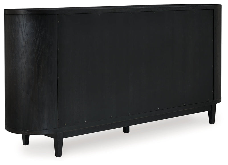 Rowanbeck Dining Table and 4 Chairs with Dining Server in Black from Ashley - Luna Furniture